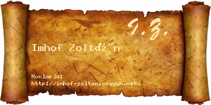 Imhof Zoltán névjegykártya